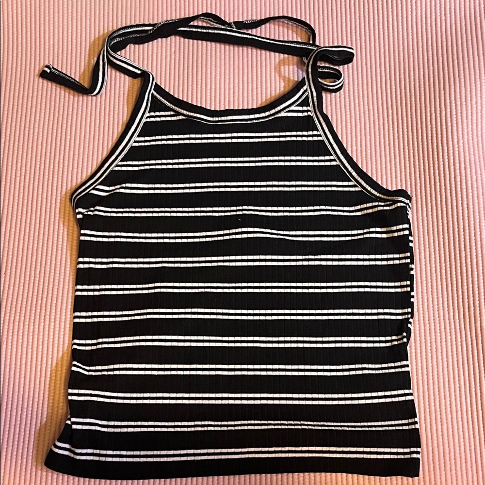 Mudd Black and White Striped Tank Top